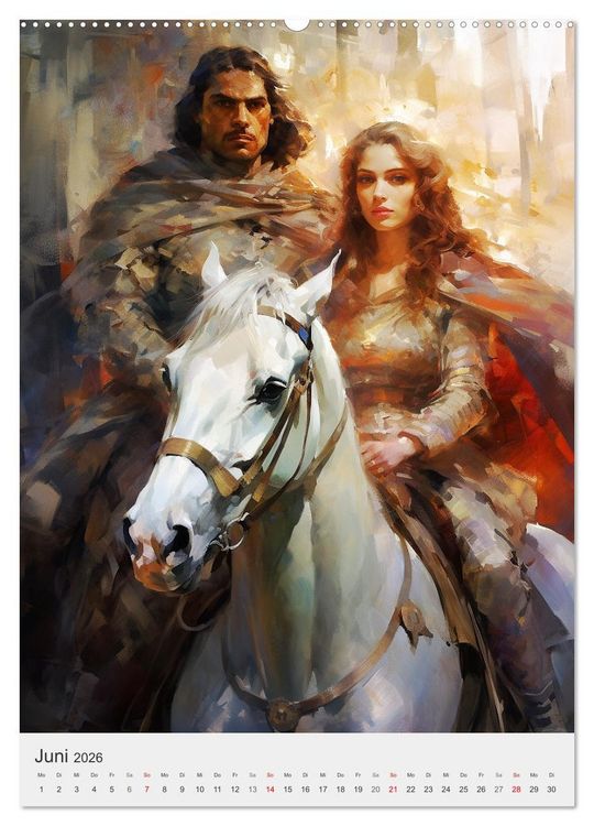 Produktbild: Das fesselnde Rittertum. Faszination Mittelalter in tollen Fantasy-Illustrationen (hochwertiger Premium Wandkalender 2026 DIN A2 hoch), Kunstdruck in Hochglanz