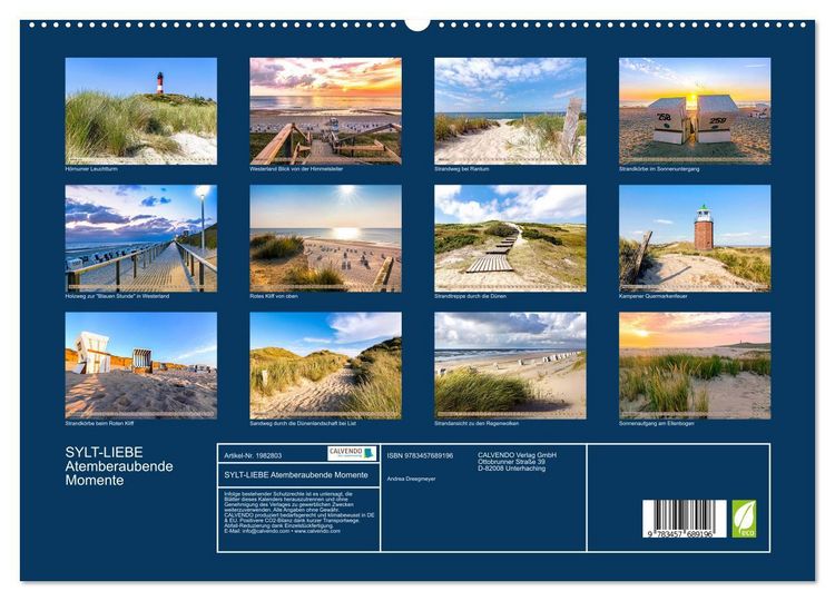 Produktbild: SYLT-LIEBE Atemberaubende Momente (hochwertiger Premium Wandkalender 2026 DIN A2 quer), Kunstdruck in Hochglanz