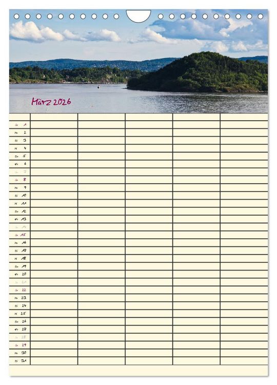 Produktbild: Familienplaner Norwegen (Wandkalender 2026 DIN A4 hoch), CALVENDO Monatskalender