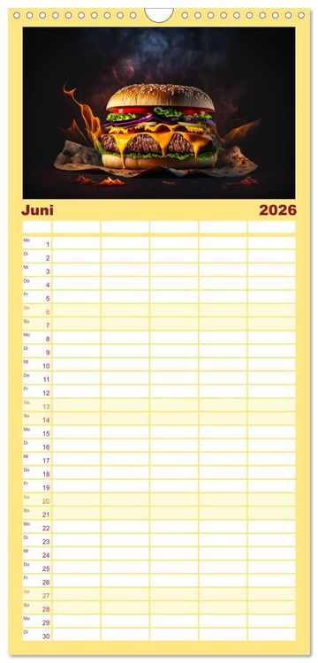 Produktbild: Familienplaner 2026 - Burgerfood mit 5 Spalten (Wandkalender, 21 x 45 cm) CALVENDO