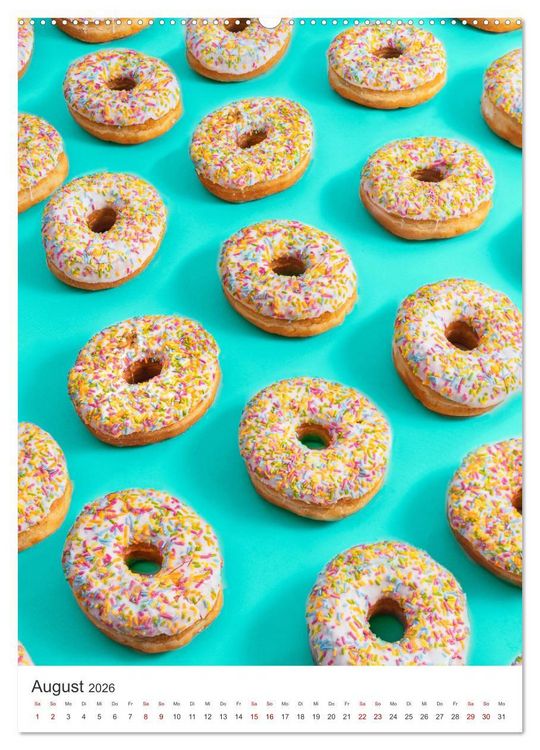 Produktbild: Donuts - Die runden Gaumenfreuden. (Wandkalender 2026 DIN A2 hoch), CALVENDO Monatskalender