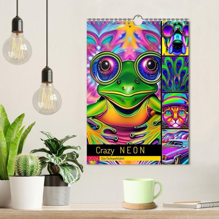 Produktbild: Crazy Neon - Das Farbspektakel (Wandkalender 2026 DIN A4 hoch), CALVENDO Monatskalender