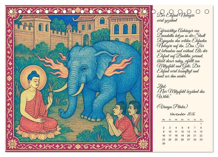 Produktbild: Siddhartas Pfad zum Buddha (Tischkalender 2026 DIN A5 quer), CALVENDO Monatskalender