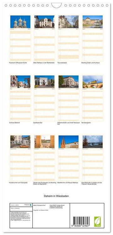 Produktbild: Familienplaner 2027 - Daheim in Wiesbaden mit 5 Spalten (Wandkalender, 21 x 45 cm) CALVENDO