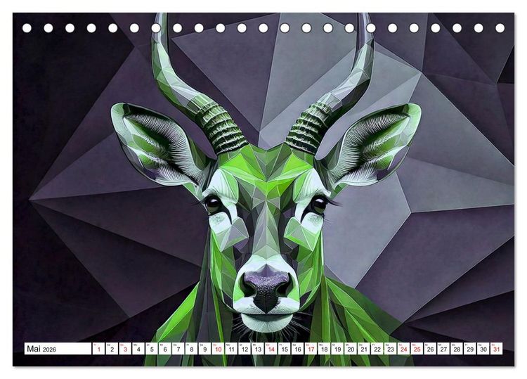 Produktbild: Low Poly Wildlife (Tischkalender 2026 DIN A5 quer), CALVENDO Monatskalender