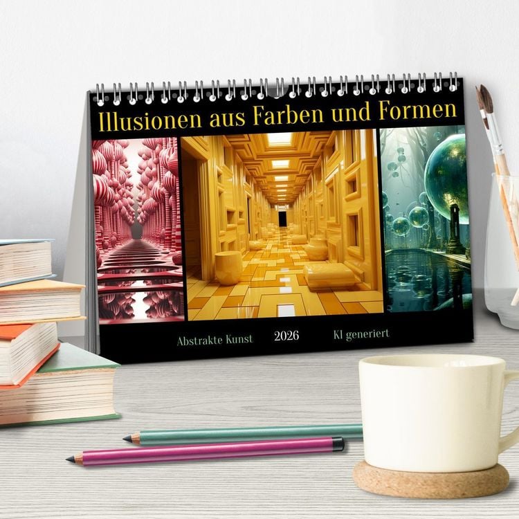 Produktbild: Illusionen aus Farben und Formen (Tischkalender 2026 DIN A5 quer), CALVENDO Monatskalender