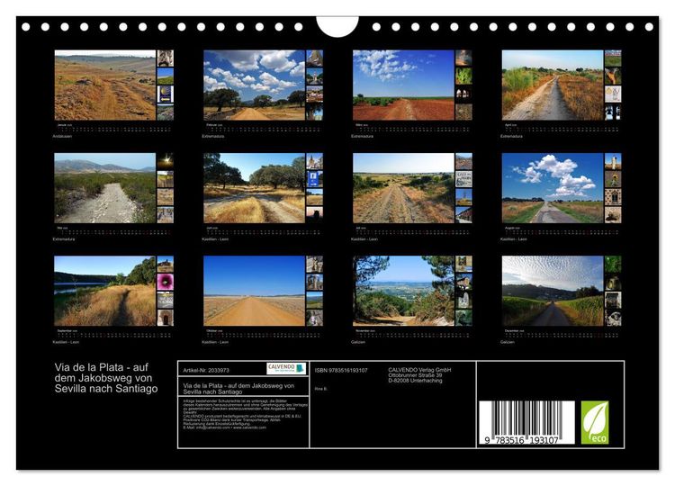 Produktbild: Via de la Plata - auf dem Jakobsweg von Sevilla nach Santiago (Wandkalender 2026 DIN A4 quer), CALVENDO Monatskalender