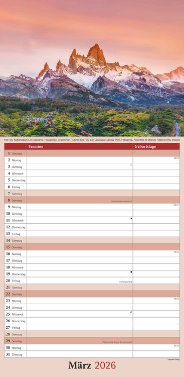 Produktbild: Emotions 2026 - Streifenplaner 22 x45 cm - mit einer Spalte für Eintragungen und einer für Geburtstage - Familienkalender - Familienplaner - Achtsamke