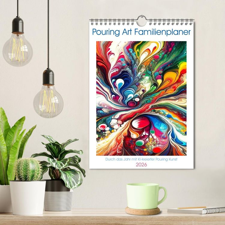 Produktbild: Pouring Art Familienplaner - Durch das Jahr mit KI-kreierter Pouring Kunst (Wandkalender 2026 DIN A4 hoch), CALVENDO Monatskalender