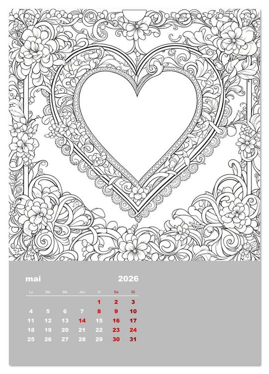 Produktbild: Coloriage (Calendrier mural 2026 DIN A4 horizontal), CALVENDO calendrier mensuel