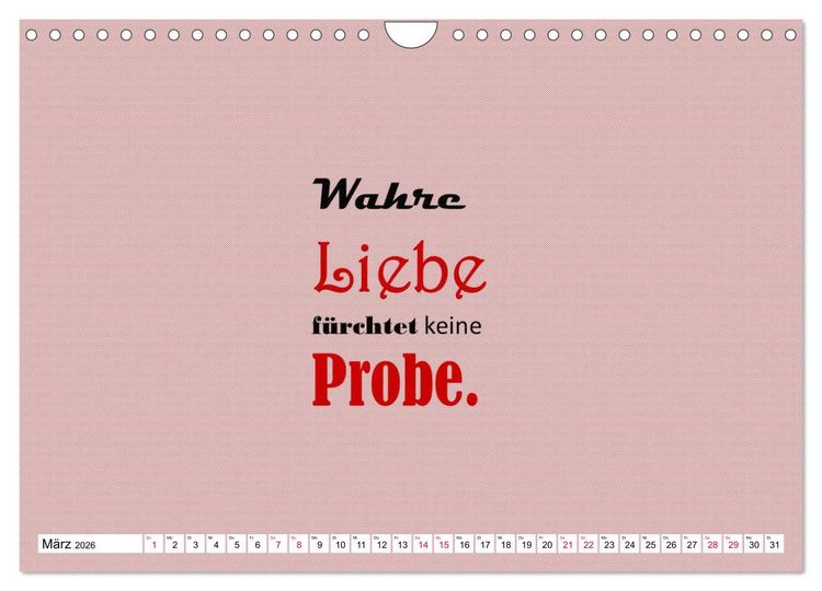 Produktbild: Zitate und Spr&uuml;che In Sachen LIEBE (Wandkalender 2026 DIN A4 quer), CALVENDO Monatskalender