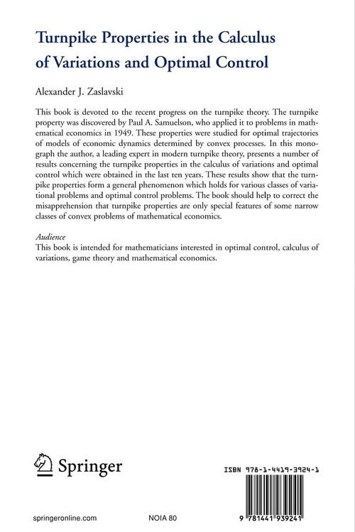 Produktbild: Turnpike Properties in the Calculus of Variations and Optimal Control