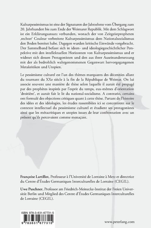 Produktbild: Kulturpessimismus / Le pessimisme culturel