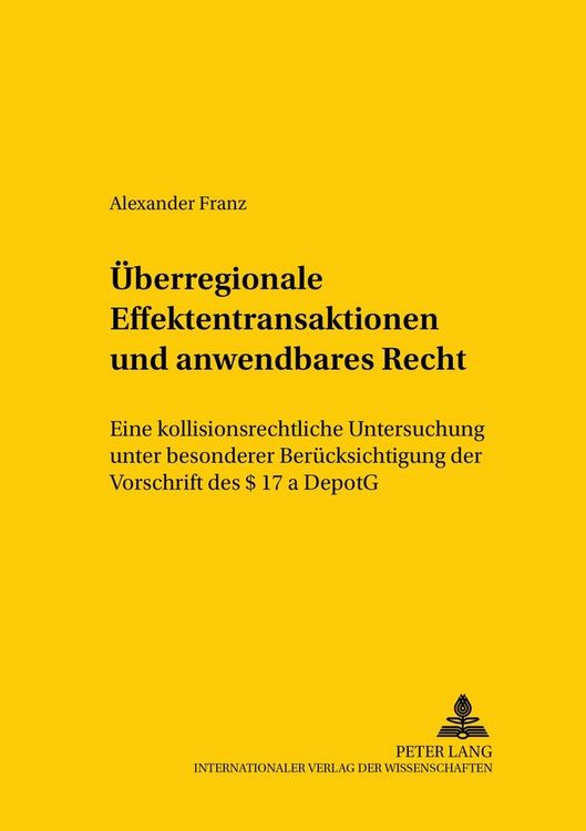 Produktbild: &Uuml;berregionale Effektentransaktionen und anwendbares Recht