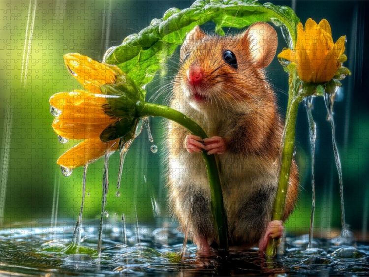 Produktbild: CALVENDO Puzzle Ganz sch&ouml;n viel Regen f&uuml;r so eine zarte Blume | 1000 Teile Lege-Gr&ouml;&szlig;e 64x48cm Foto-Puzzle f&uuml;r gl&uuml;ckliche Stunden