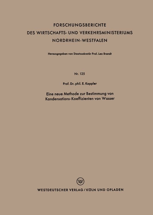Produktbild: Eine neue Methode zur Bestimmung von Kondensations-Koeffizienten von Wasser