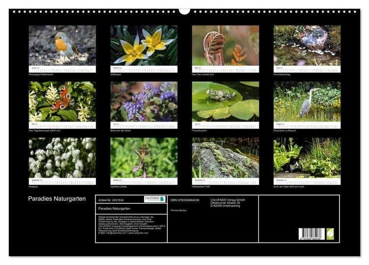 Produktbild: Paradies Naturgarten (Wandkalender 2027 DIN A2 quer), CALVENDO Monatskalender