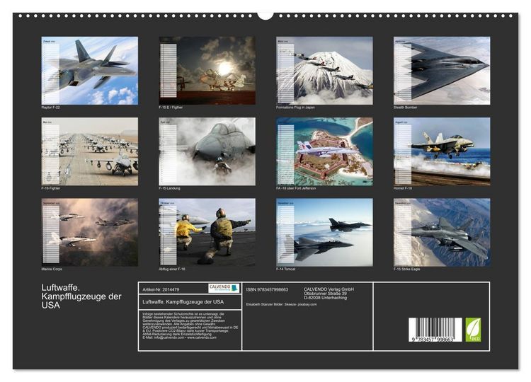 Produktbild: Luftwaffe. Kampfflugzeuge der USA (hochwertiger Premium Wandkalender 2026 DIN A2 quer), Kunstdruck in Hochglanz