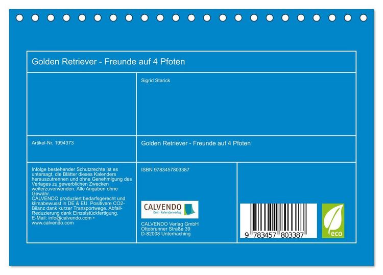 Produktbild: Golden Retriever - Freunde auf 4 Pfoten (Tischkalender 2026 DIN A5 quer), CALVENDO Monatskalender