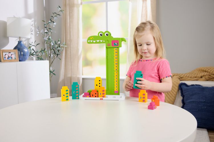 Produktbild: Fisher-Price Mein Zahlen-Krokodil Lernspielzeug mit 10 Stapelbl&ouml;cken f&uuml;r Kleinkinder