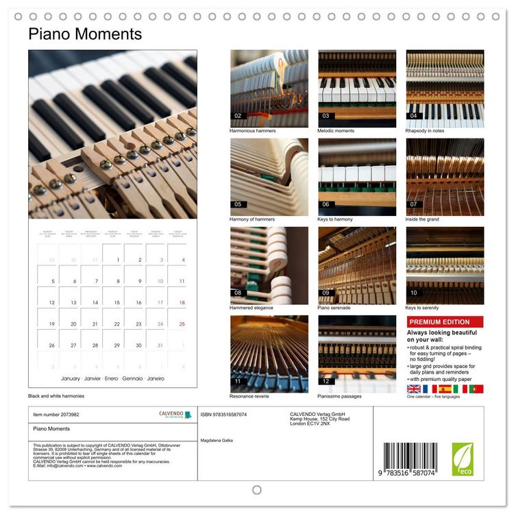 Produktbild: Piano Moments (Wall Calendar 2026 12 &times; 12 Inch) CALVENDO 12 Month Wall Calendar