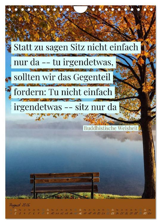 Produktbild: Aktiviere deine Gelassenheit Weisheiten und Zitate (Wandkalender 2026 DIN A4 hoch), CALVENDO Monatskalender