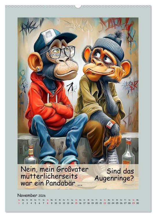 Produktbild: Affengeil. Humor aus dem Gro&szlig;stadtdschungel (hochwertiger Premium Wandkalender 2026 DIN A2 hoch), Kunstdruck in Hochglanz