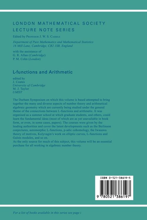 Produktbild: L-Functions and Arithmetic