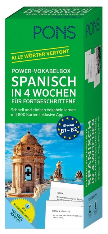 Produktbild: PONS Power-Vokabelbox Spanisch in 4 Wochen f&uuml;r Fortgeschrittene