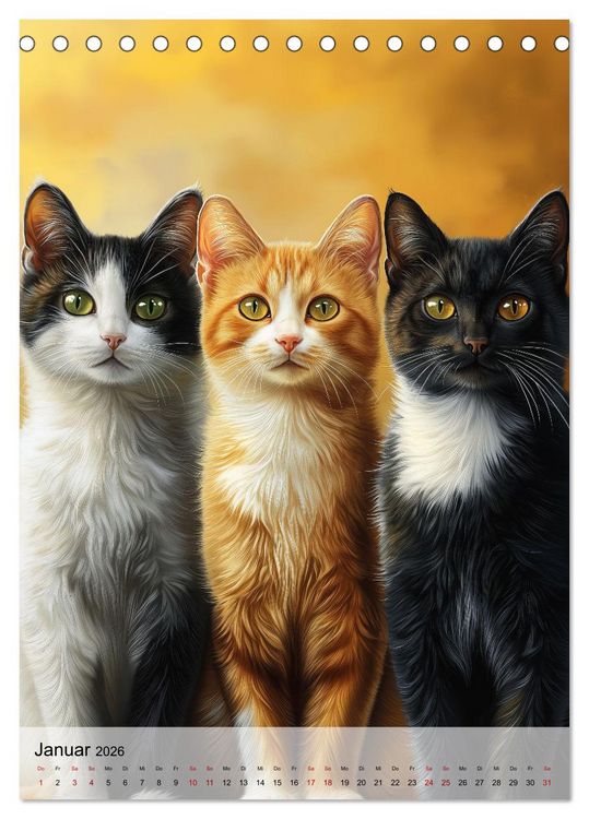 Produktbild: Katzen (Tischkalender 2026 DIN A5 hoch), CALVENDO Monatskalender