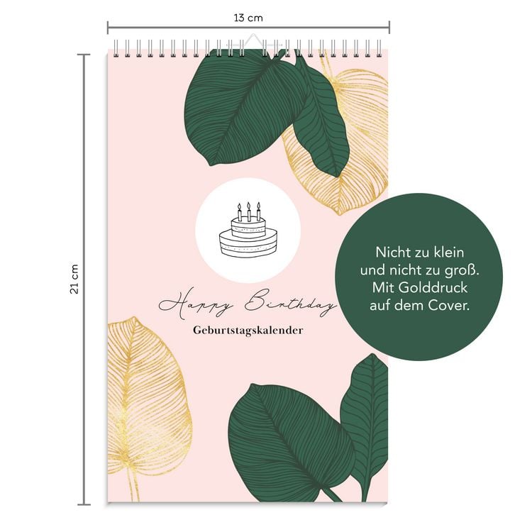 Produktbild: Geburtstagskalender immerw&auml;hrend | Jahresunabh&auml;ngiger Kalender f&uuml;r Geburtstage in rosa | Geburtstags&uuml;bersicht zum Aufh&auml;ngen mit Spiralbindung f&uuml;r die Familie und f&uuml;rs B&uuml;ro
