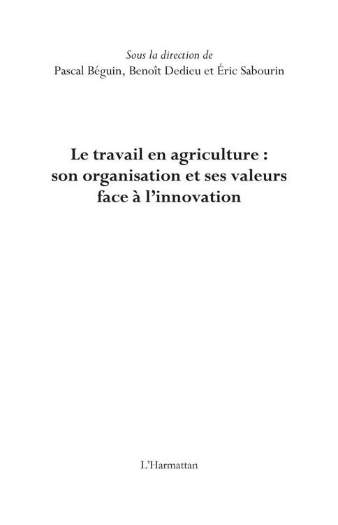 Produktbild: Le travail en agriculture : son organisation et ses valeurs