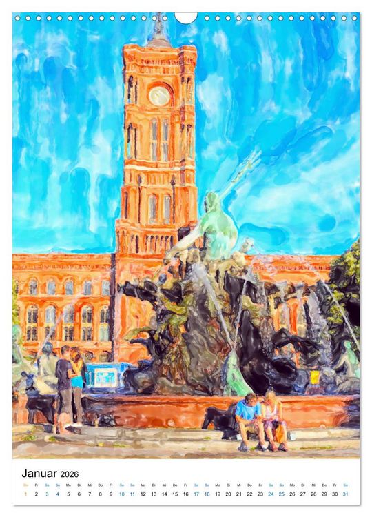 Produktbild: Berlin - Einmal Aquarelle mit Currywurst! (Wandkalender 2026 DIN A3 hoch), CALVENDO Monatskalender