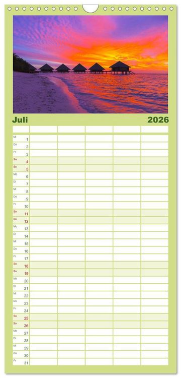 Produktbild: Familienplaner 2026 - Malediven - Wei&szlig;e Str&auml;nde und T&uuml;rkises Meer. mit 5 Spalten (Wandkalender, 21 x 45 cm) CALVENDO