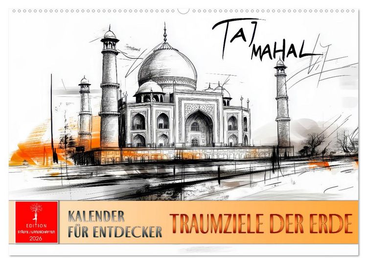 Produktbild: Traumziele der Erde - Kalender f&uuml;r Entdecker (Wandkalender 2026 DIN A2 quer), CALVENDO Monatskalender