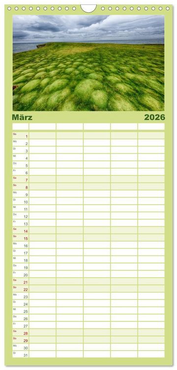 Produktbild: Familienplaner 2026 - Irland - Zauberhafte Insel in gr&uuml;n mit 5 Spalten (Wandkalender, 21 x 45 cm) CALVENDO