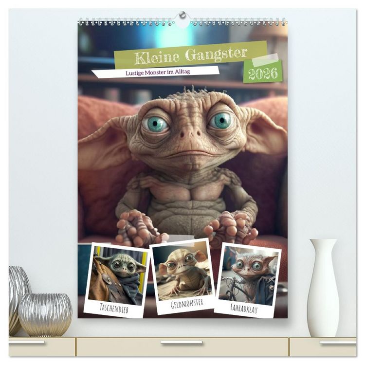 Produktbild: Kleine Gangster. Lustige Monster im Alltag (hochwertiger Premium Wandkalender 2026 DIN A2 hoch), Kunstdruck in Hochglanz