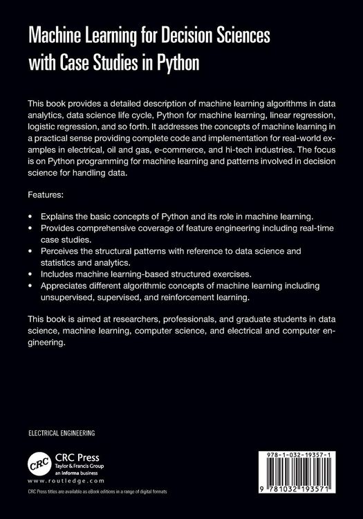 Produktbild: Machine Learning for Decision Sciences with Case Studies in Python