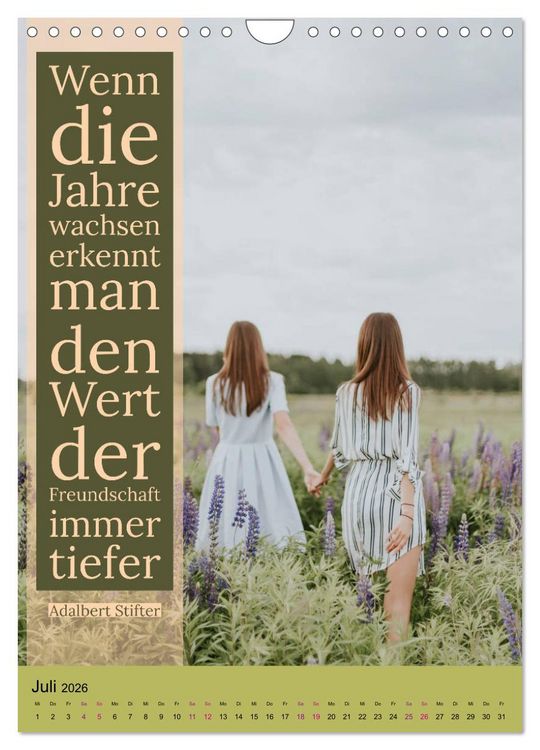 Produktbild: Freundschaft Weisheiten und Zitate (Wandkalender 2026 DIN A4 hoch), CALVENDO Monatskalender