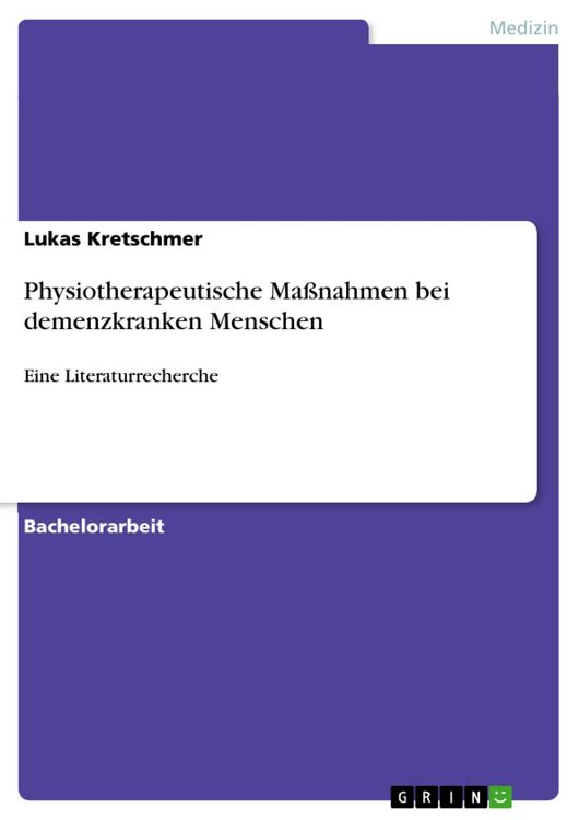 Produktbild: Physiotherapeutische Ma&szlig;nahmen bei demenzkranken Menschen