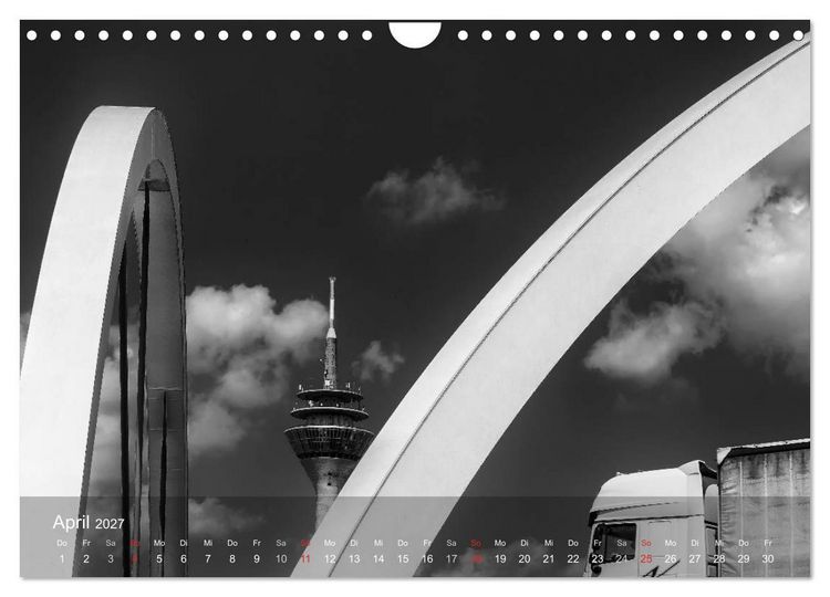 Produktbild: D&uuml;sseldorf Ansichten in Schwarz-Wei&szlig; (Wandkalender 2027 DIN A4 quer), CALVENDO Monatskalender
