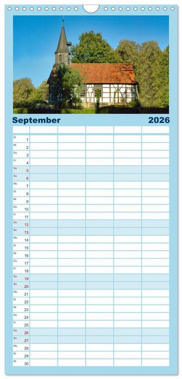 Produktbild: Familienplaner 2026 - Baukunst Fachwerk mit 5 Spalten (Wandkalender, 21 x 45 cm) CALVENDO