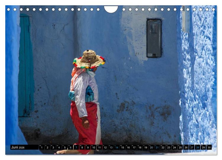 Produktbild: Chefchaouen - Sinfonie in Blau und Wei&szlig; (Wandkalender 2026 DIN A4 quer), CALVENDO Monatskalender