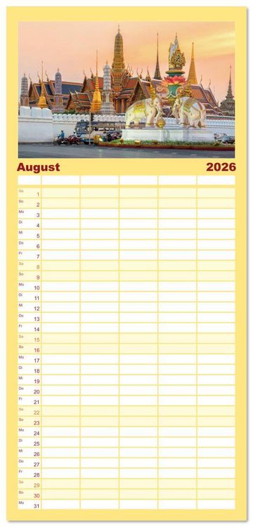 Produktbild: Familienplaner 2026 - BANGKOK Hauptstadt von Thailand mit 5 Spalten (Wandkalender, 21 x 45 cm) CALVENDO