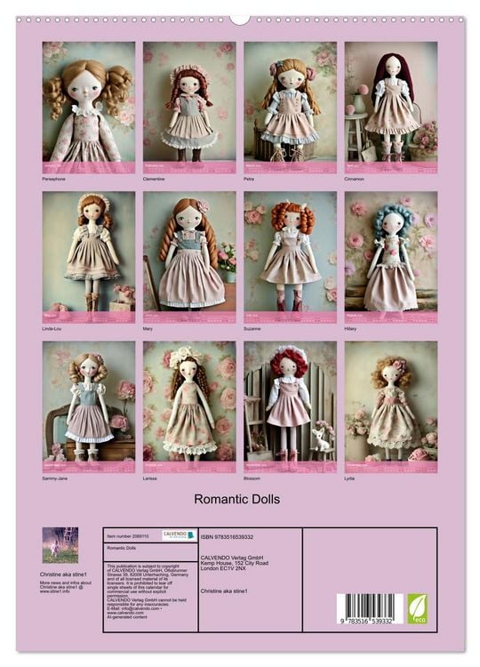 Produktbild: Romantic Dolls (High Quality Premium Wall Calendar 2026 DIN A2 portrait),CALVENDO 12 Month Wall Calendar