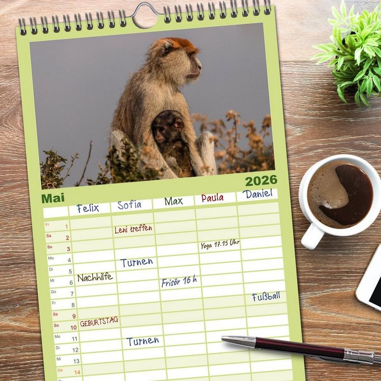 Produktbild: Familienplaner 2026 - Uganda - ein Land der Vielfalt mit 5 Spalten (Wandkalender, 21 x 45 cm) CALVENDO