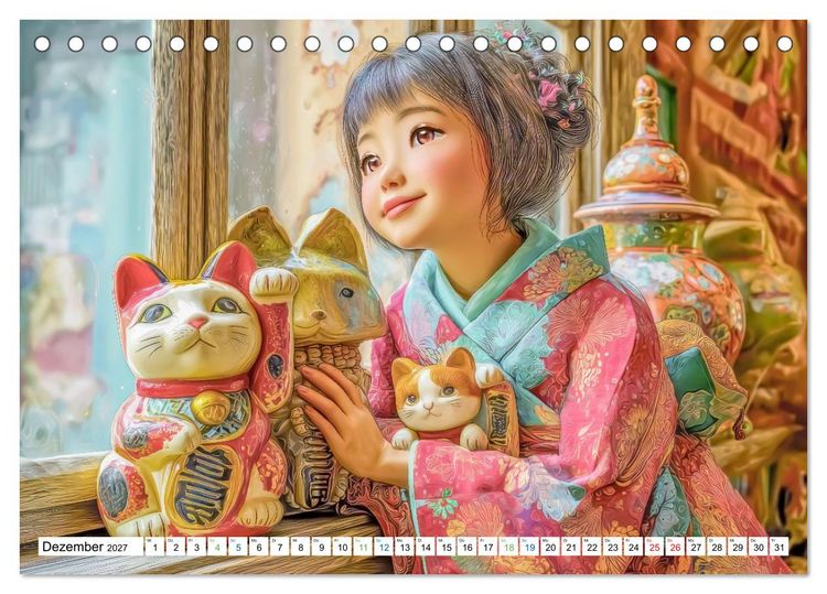 Produktbild: Japanisch inspirierte Werke - Mit Japans traditionellen Tieren (Tischkalender 2027 DIN A5 quer), CALVENDO Monatskalender