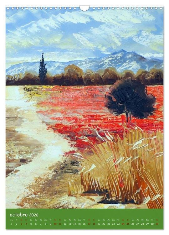 Produktbild: Coquelicots en peinture (Calendrier mural 2026 DIN A3 horizontal), CALVENDO calendrier mensuel
