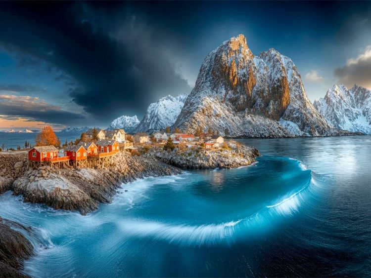 Produktbild: CALVENDO Puzzle Blick auf die Rorbuer, traditionelle rote Fischerh&auml;user | 1000 Teile Lege-Gr&ouml;&szlig;e 64x48cm Foto-Puzzle f&uuml;r gl&uuml;ckliche Stunden