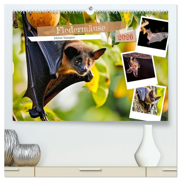 Produktbild: Flederm&auml;use - kleine Vampire (hochwertiger Premium Wandkalender 2026 DIN A2 quer), Kunstdruck in Hochglanz
